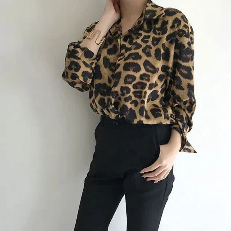 Künstlerisches Retro-Leopardenmuster-Hemd