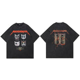 Oversized Funny Graphic Masked Cats T-Shirt