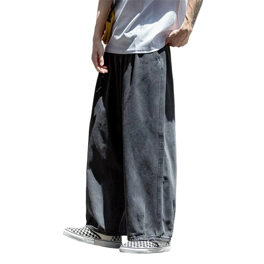 Pantalones de mezclilla de pierna ancha de corte holgado