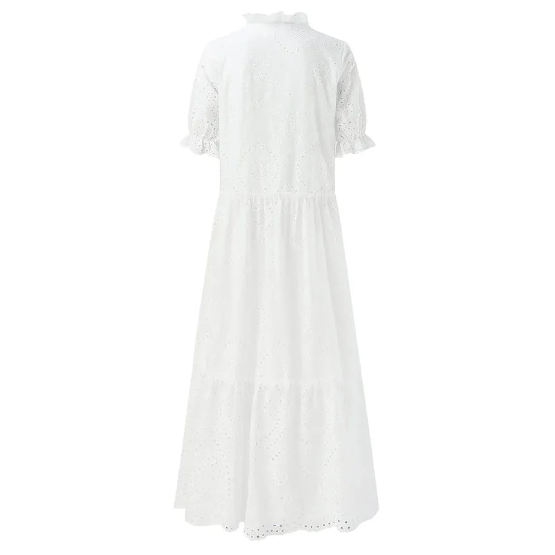 Summer Bohemian Loose Midi White Boho Dress