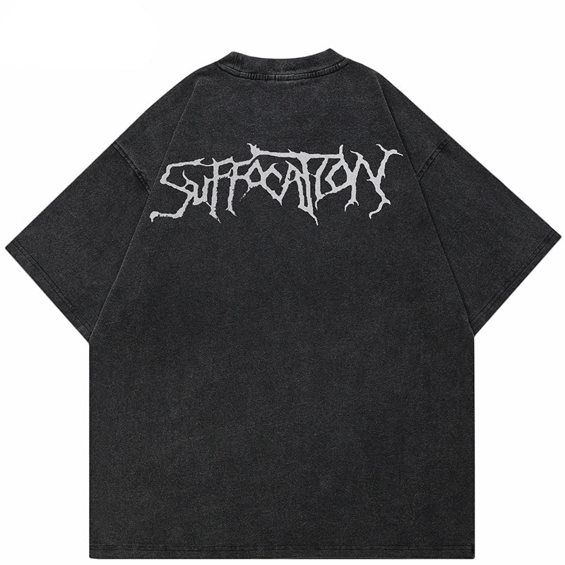 Vintage Retro Washed Black T-Shirt