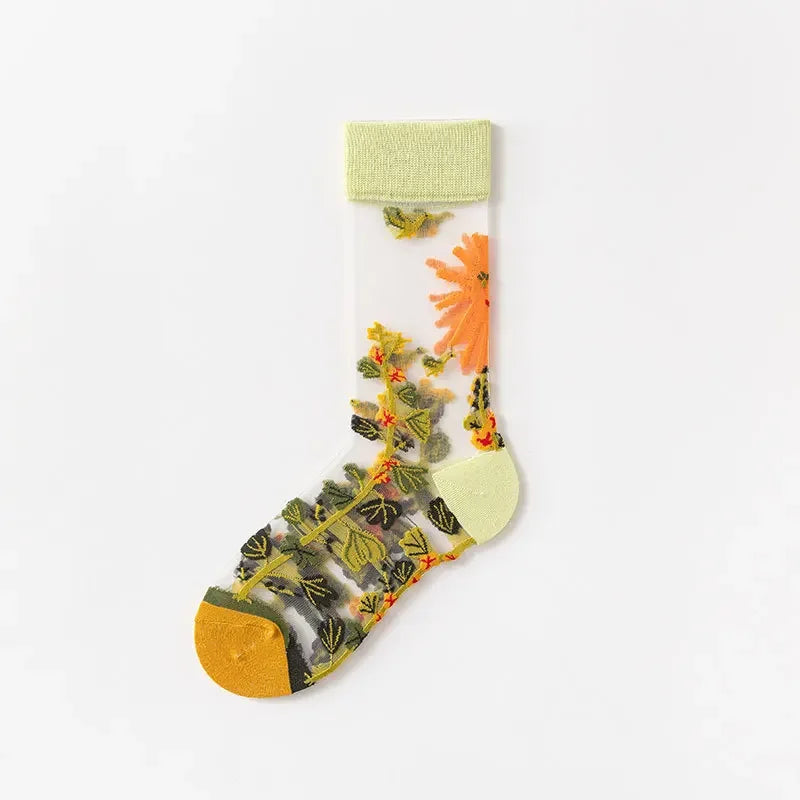 Summer Floral Crew Neck Socks