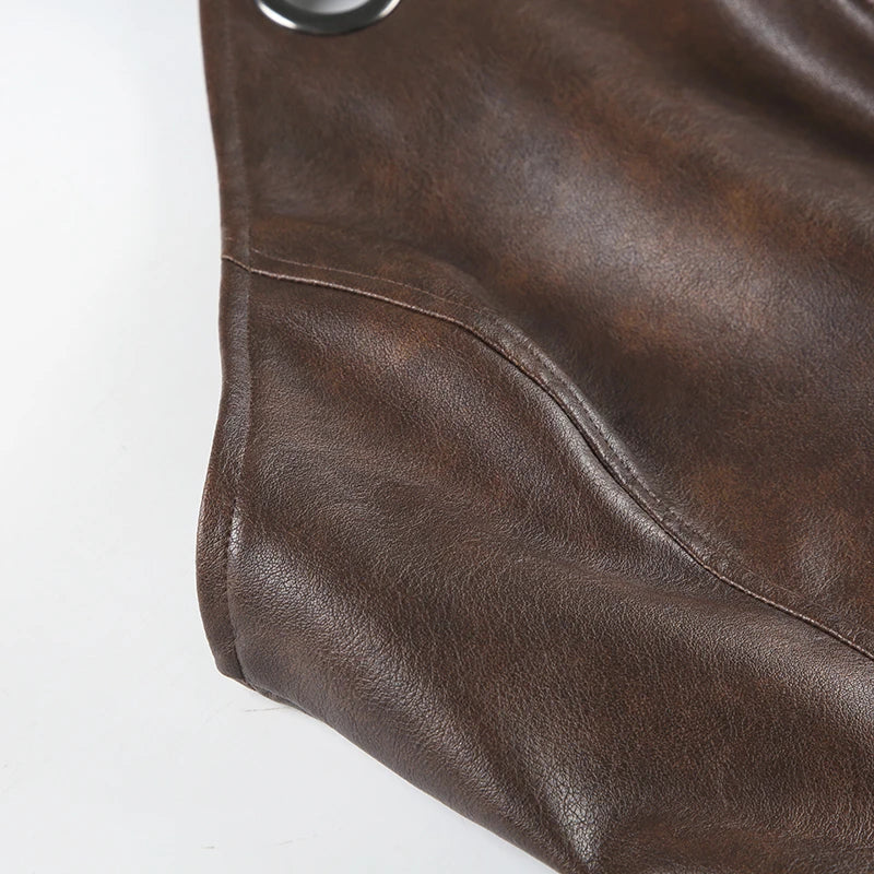 Redo Faux Leather Halter Top