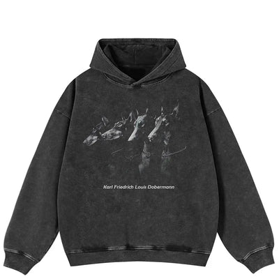 Sudadera con capucha Doberman Gang lavado negro