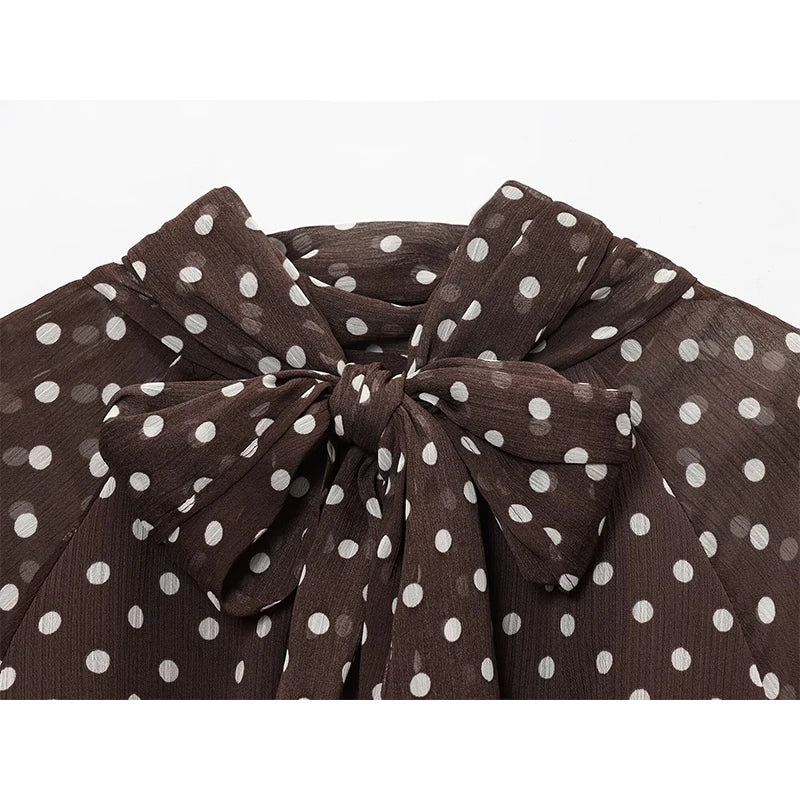 Vintage Polka Dot Chiffon Blouse