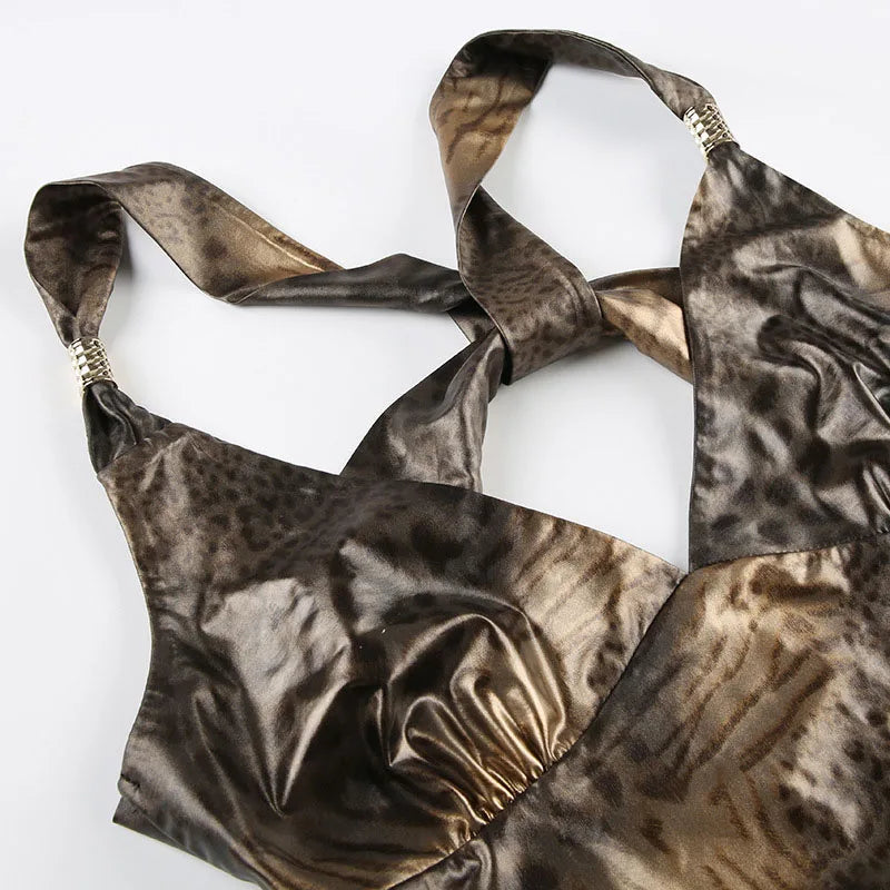 Baddie Leopard Backless Top