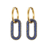Steel Buckle Oval Earrings