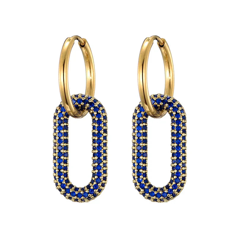 Steel Buckle Oval Earrings