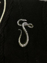 Black Knitted V-Neck Buttoned Cardigan