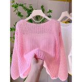 Handmade Hollowed Out Knitted Crochet Loose Sweater