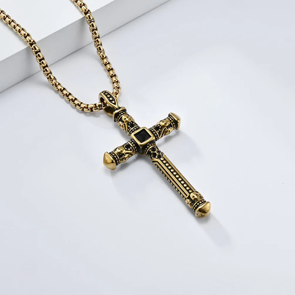 Y2K Stainless Steel Gothic Cross Pendant Necklace