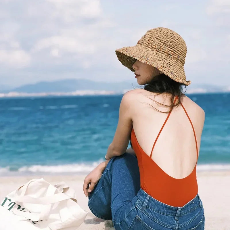 Woven Straw Bucket Beach Hats