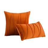 Orange Stripe Velvet Throw Pillow Cover