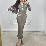 Old Money Knitted Ruffles Maxi Dress