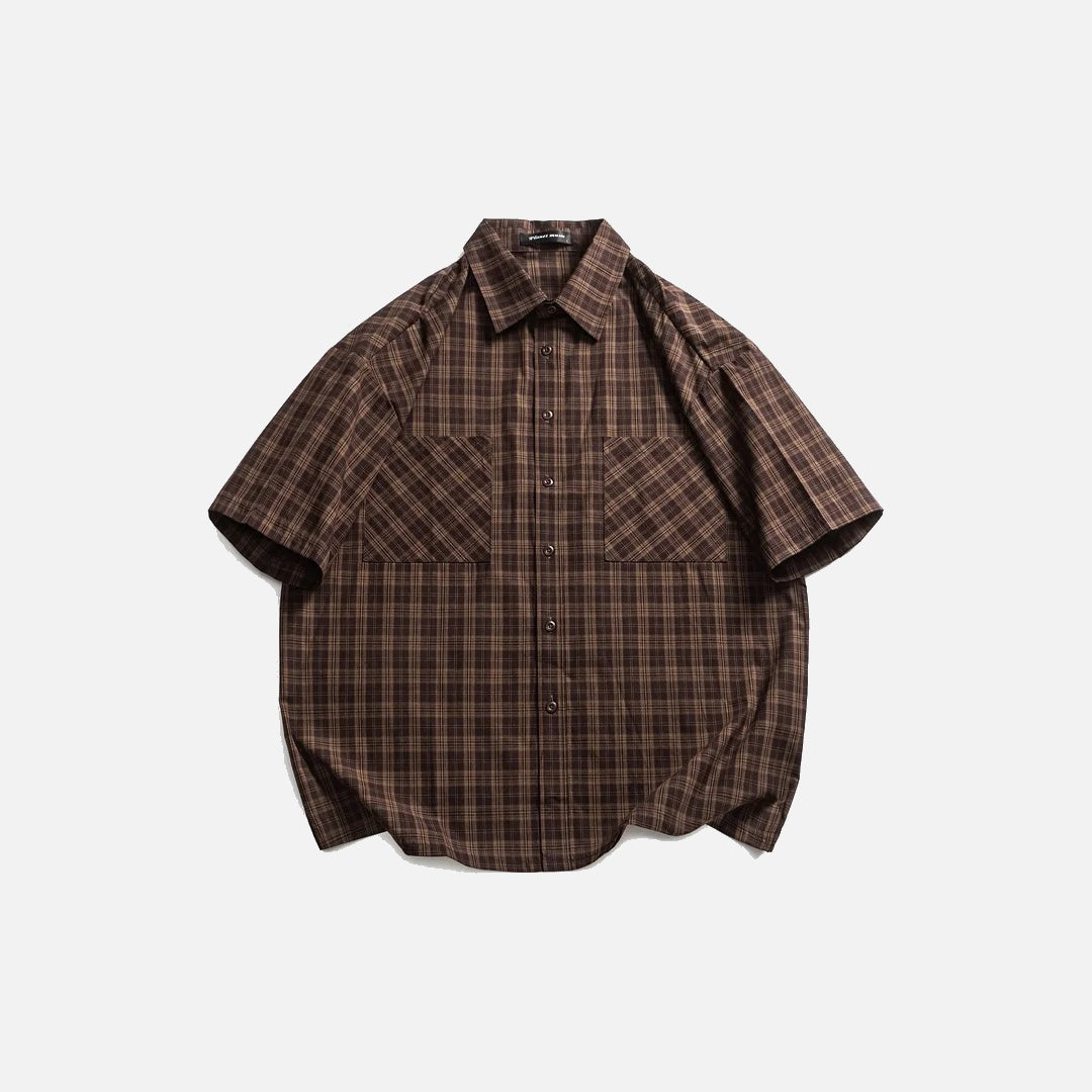 Camisa informal suelta de algodón puro a cuadros