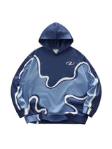 Sudadera con capucha abstracta con estampado de ondas Y2K