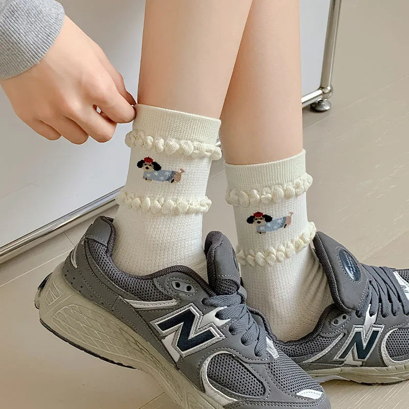 Polka Dot Spring Middle Tube Socks