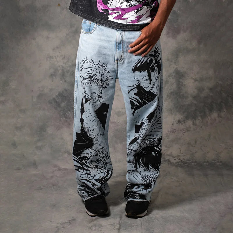 Y2K Casual High Waist Anime Jeans
