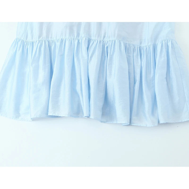 Light Blue Midi Summer Vacation Dress