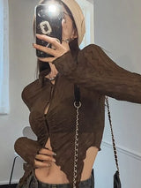 Y2K Sexy Hollow Irregular Blouse