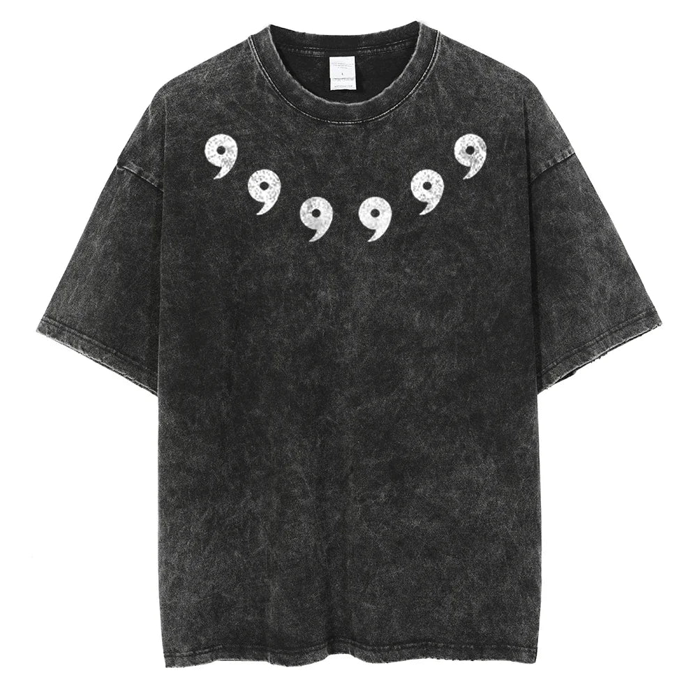 Retro Washed Dotted Graphic T-Shirt