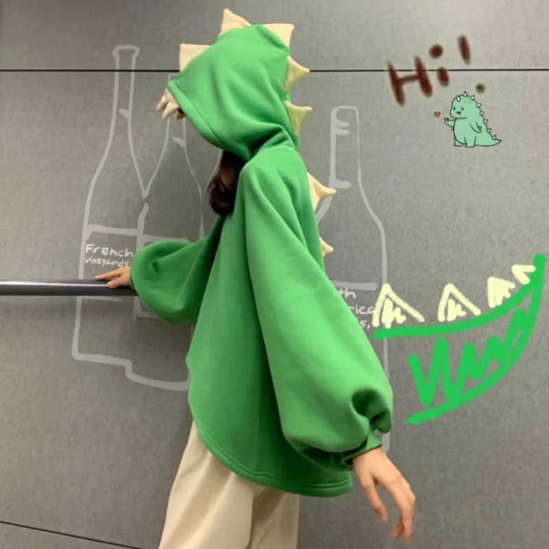 Cartoon Dinosaur Horn Cap Hoodies