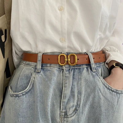 Golden Buckle Skinny Belt