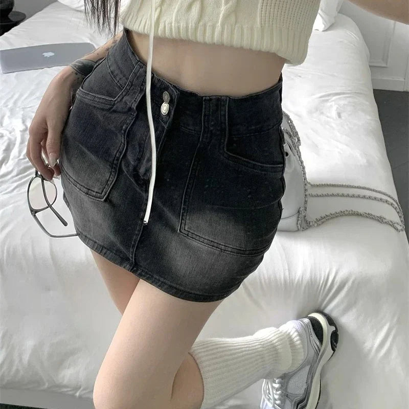 Vintage High Waist Denim Skirt