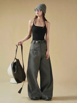 Corporate Girl Modern Pleated Wide Leg Pants