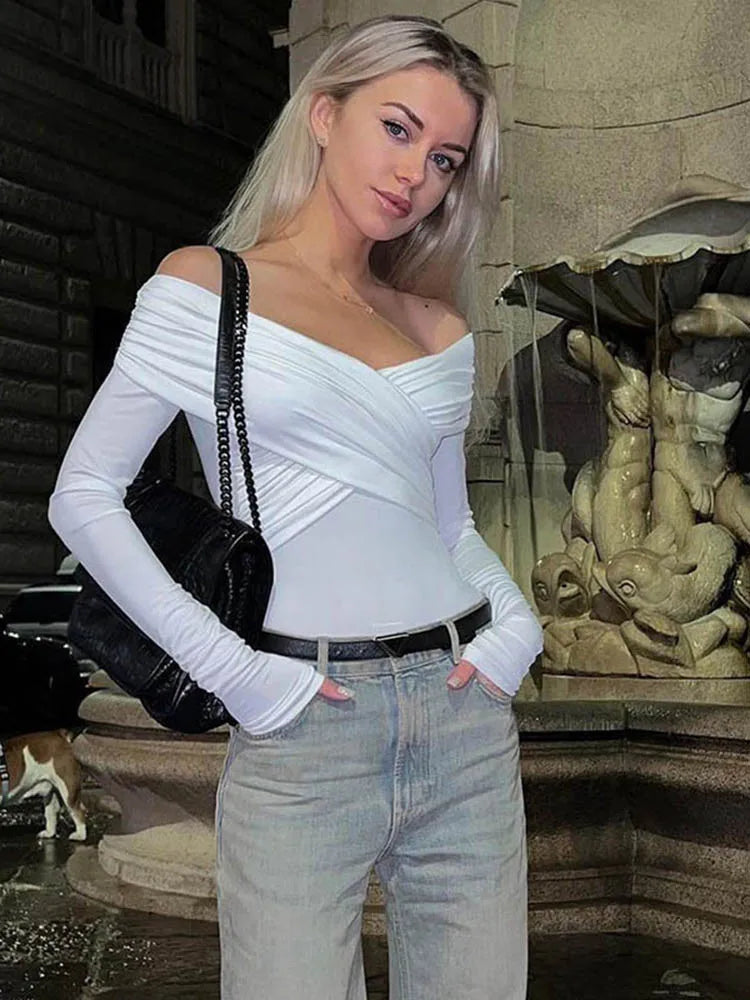 Long Sleeve Slim Fit Black Backless Bodysuits