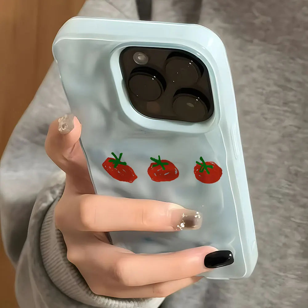 Cute Red Tomato Pattern Wave Phone Case
