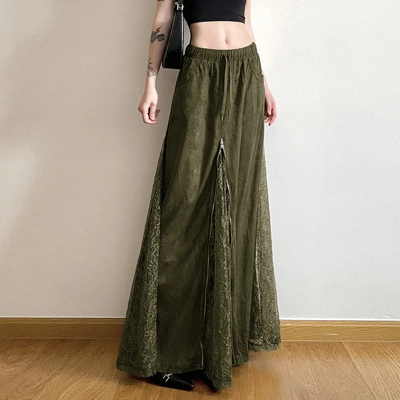 Fairy Core Retro Lace Maxi Skirt