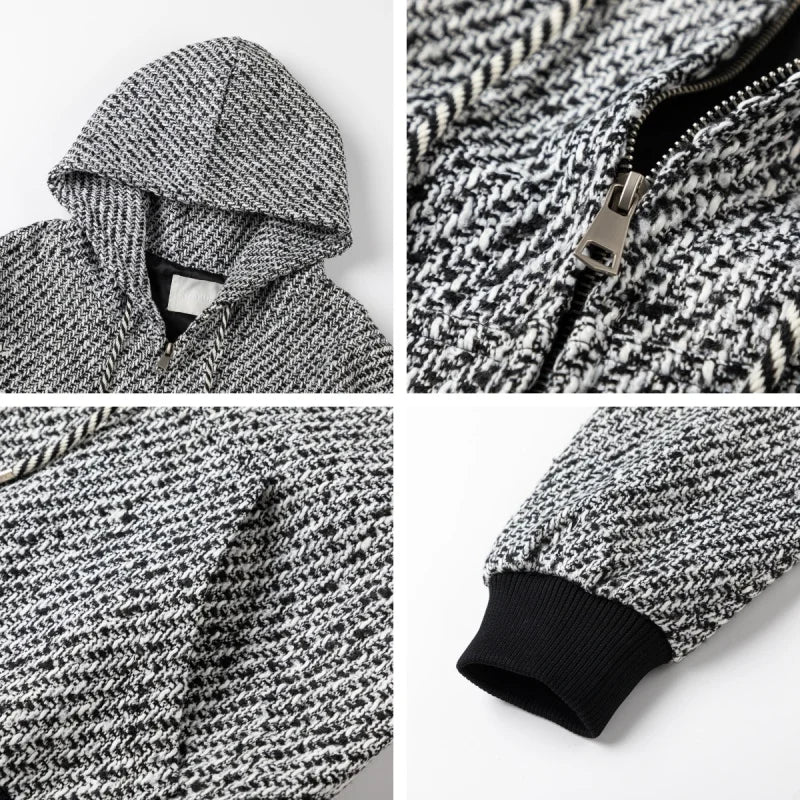Eleganter grauer Kapuzenpullover mit Reißverschluss