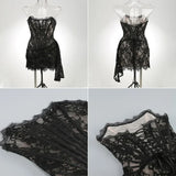 Verführerisches trägerloses Mini-Spitzenkleid