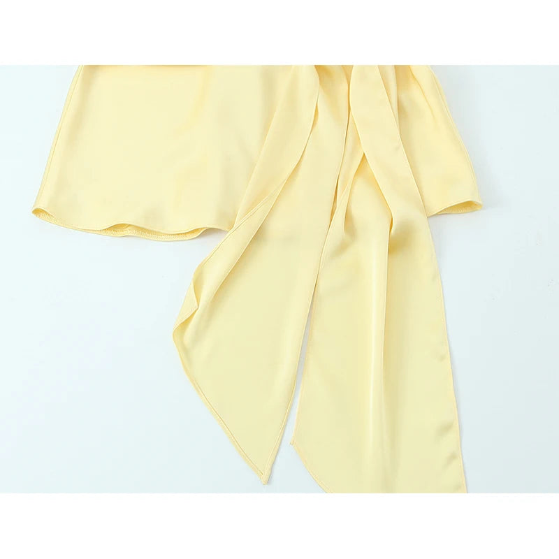 Backless Yellow Satin Mini Dress