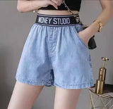 Acubi Stitched High Waist Denim Jorts
