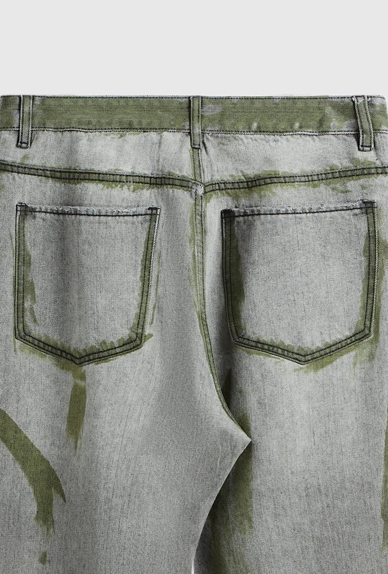 Hand-Painted Wide Leg Jeans