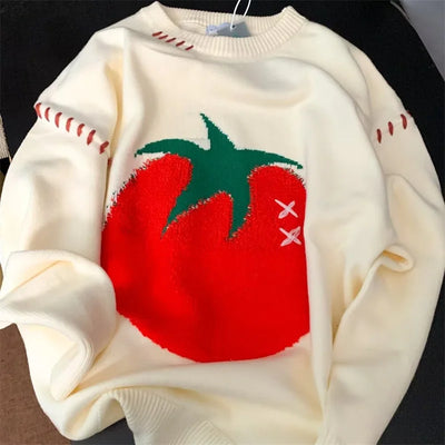 Autumn Cartoon Tomato Girl Sweater