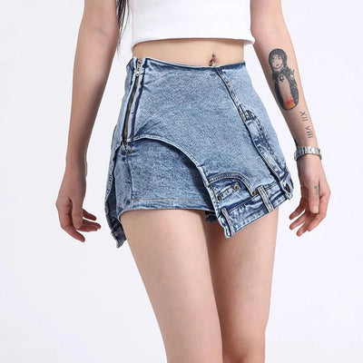 Y2K Upside Down Denim Mini Shorts