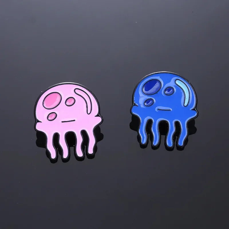 Blue Pink Jellyfish Animal Brooch