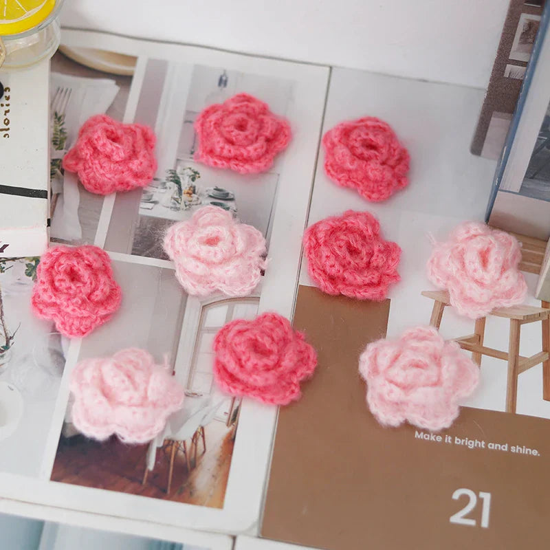 10 Parts Handmade Knitting Wool Crochet Flower Heads