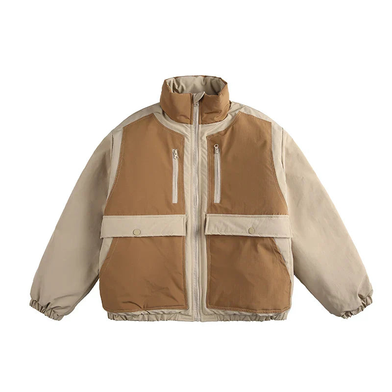 Loose Padded Patchwork Puffer Jacket