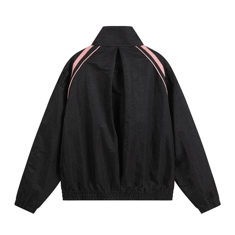 Y2K Women's V Striped Windbreaker Jacket