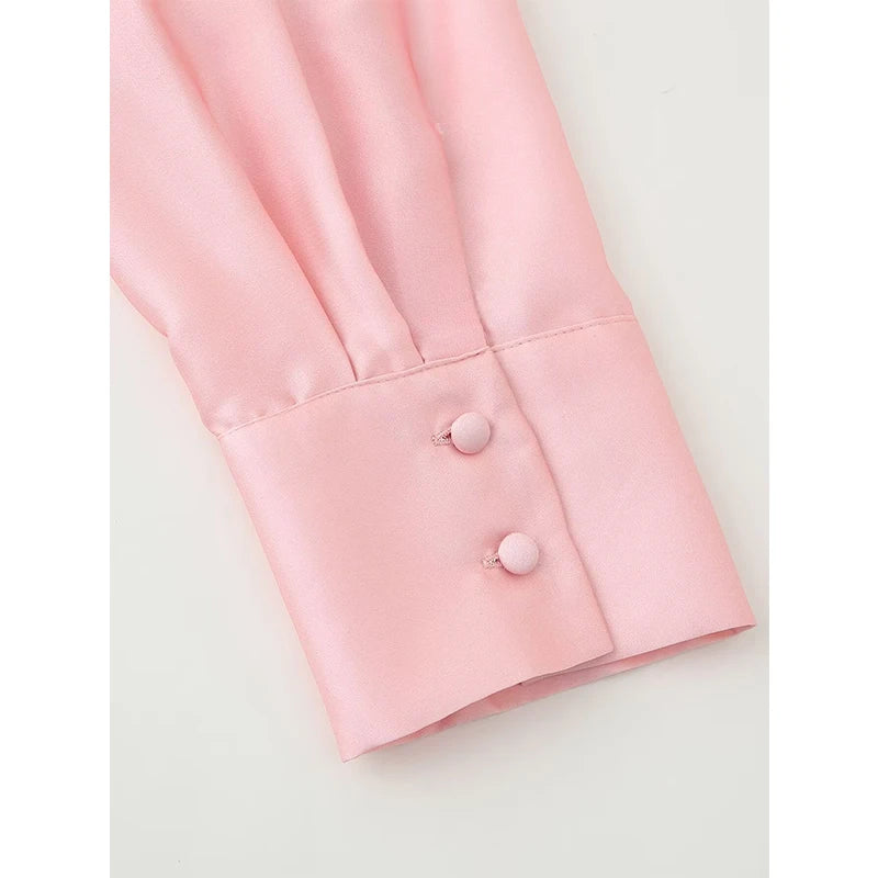 Floral Print Pink Satin Shirt