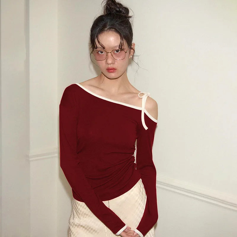 Y2K Off-shoulder Long Sleeve Top