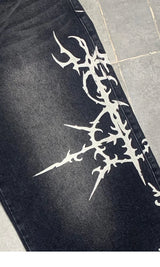 Black Graffiti Grunge Wide-leg Jeans