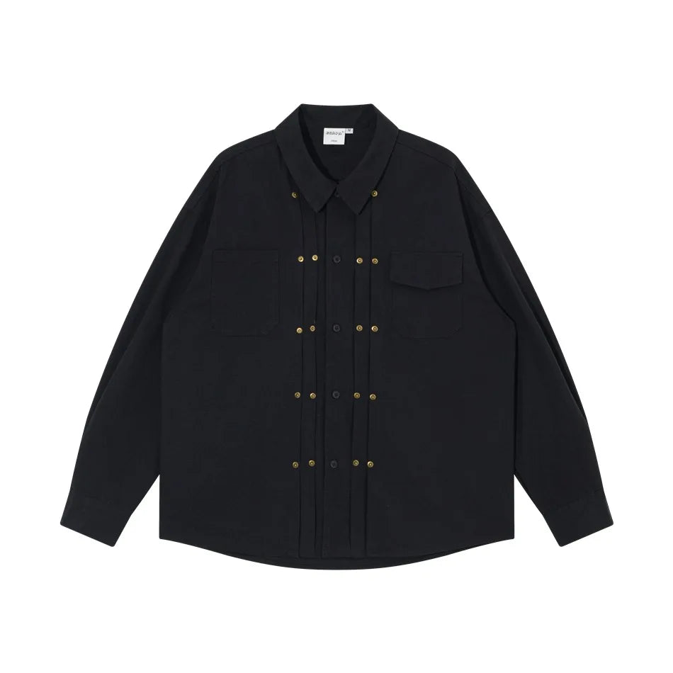 Camisa holgada plisada estilo retro japonés