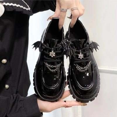 Grunge Bat Wings Platform Oxford Shoes