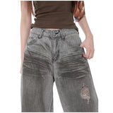 Vintage Grey Baggy Wide-Leg Jeans