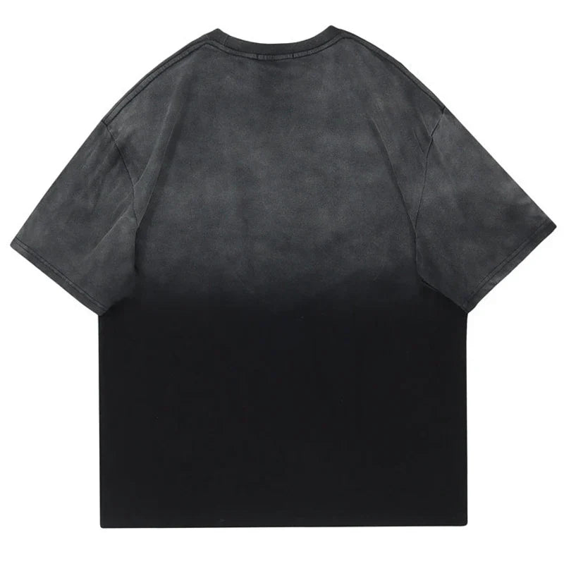 Camiseta Tie Dye con Letras Bordadas Lavadas